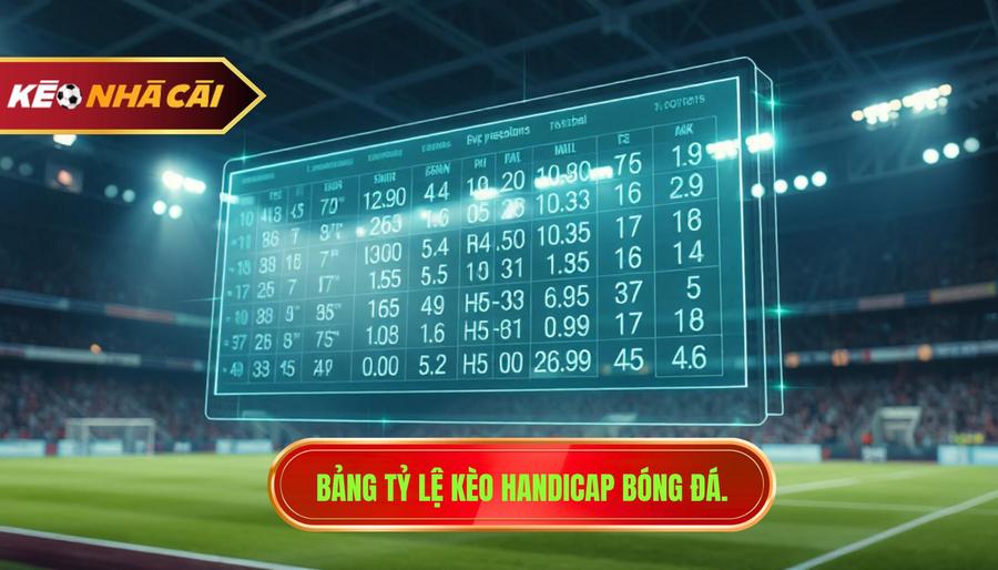 Bảng tỷ lệ kèo handicap bóng đá.